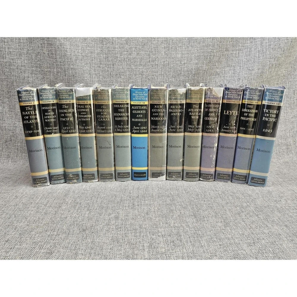 History Of United States Naval Operations WWII Morison 14 Vol HC Set Ex-Library